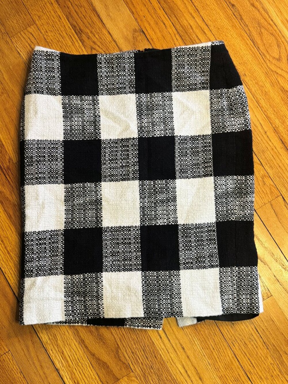 Talbots Black & White Buffalo Plaid Pencil Skirt